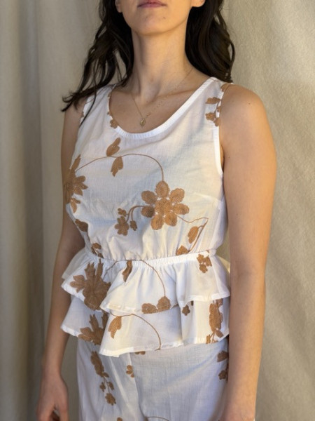 BLUSA CON BALZE RICAMATO EUFORIA