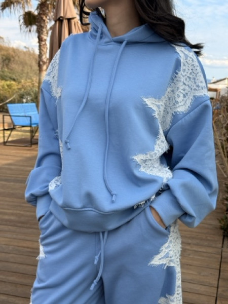 FELPA PIZZO CON CAPPUCCIO LUMINA