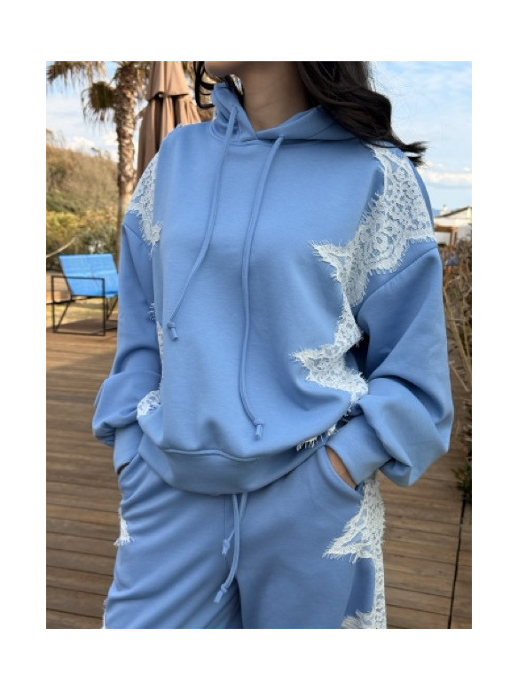 FELPA PIZZO CON CAPPUCCIO LUMINA