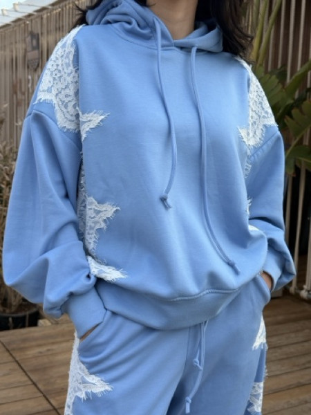 FELPA PIZZO CON CAPPUCCIO LUMINA