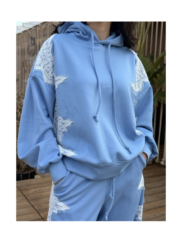 FELPA PIZZO CON CAPPUCCIO LUMINA