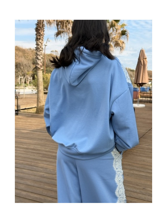 FELPA PIZZO CON CAPPUCCIO LUMINA