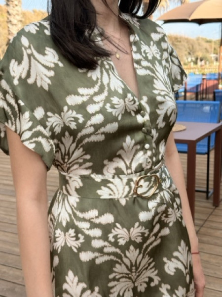 ABITO LUNGO MANICHE KIMONO GIGLIO VERDE EUFORIA