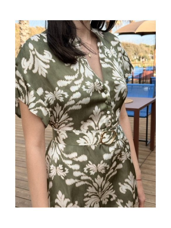 ABITO LUNGO MANICHE KIMONO GIGLIO VERDE EUFORIA