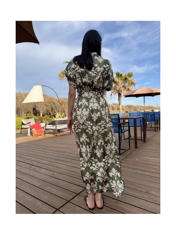 ABITO LUNGO MANICHE KIMONO GIGLIO VERDE EUFORIA