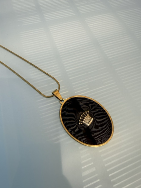 COLLANA CIONDOLO CORONA SMALTATO VALIOSO