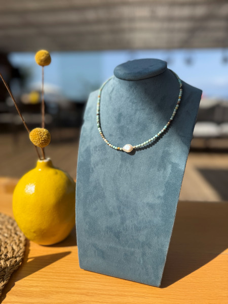 COLLANA TURCHESE E PERLA BUCCARELLO