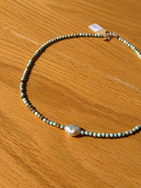 COLLANA TURCHESE E PERLA BUCCARELLO