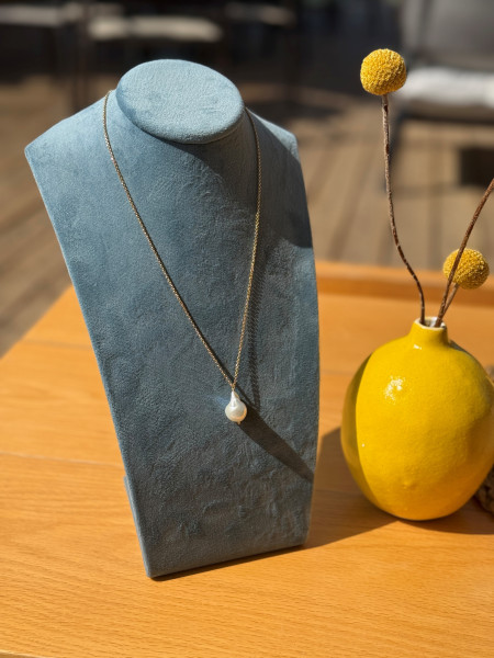 COLLANA CATENA ORO E PERLA BUCCARELLO