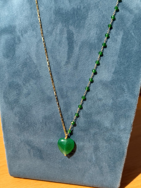 COLLANA CATENA E PIETRA VERDE BUCCARELLO