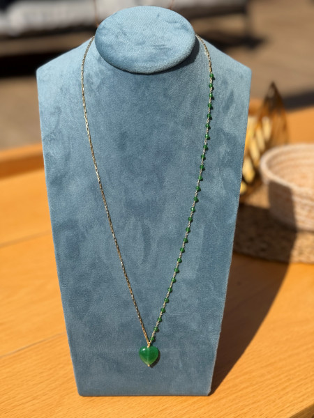 COLLANA CATENA E PIETRA VERDE BUCCARELLO