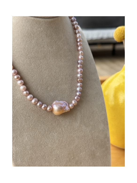 COLLANA PERLE ROSA E CIONDOLO BUCCARELLO