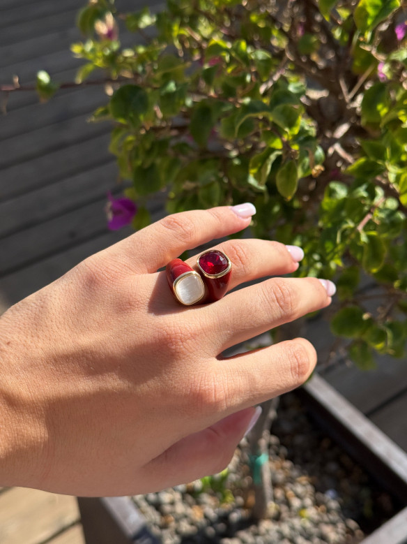 ANELLO PIETRA E CRISTALLO VALIOSO