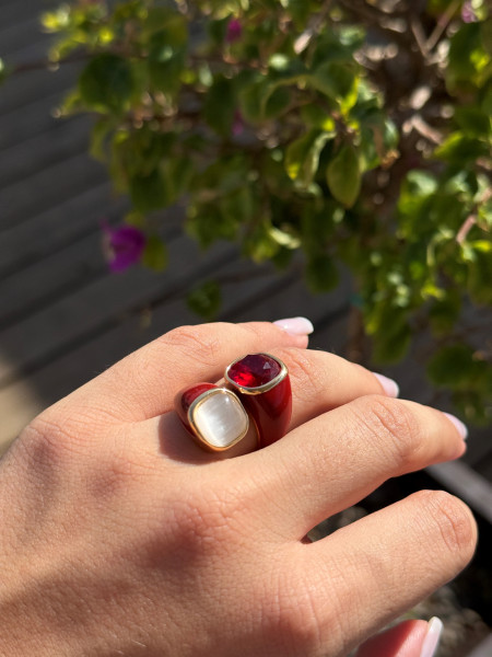 ANELLO PIETRA E CRISTALLO VALIOSO