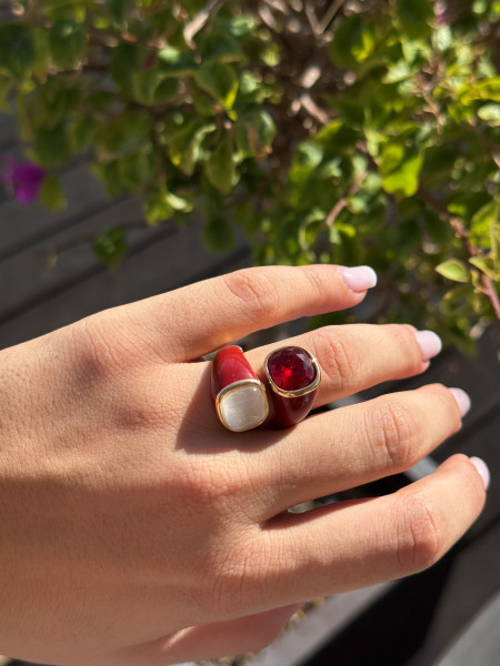 ANELLO PIETRA E CRISTALLO VALIOSO