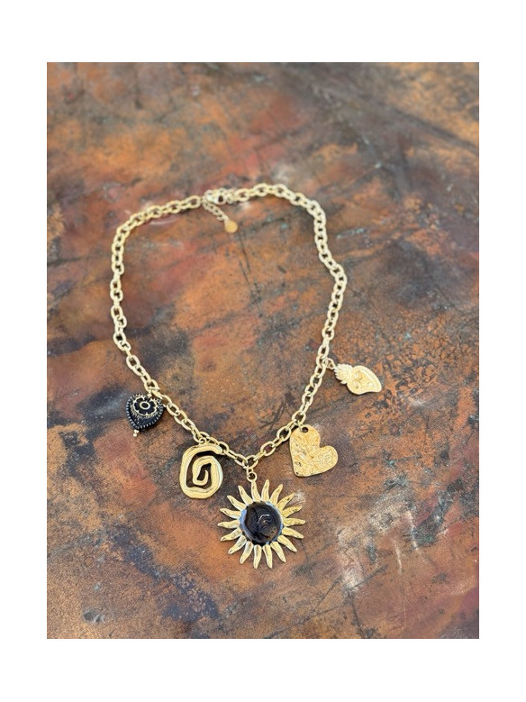 COLLANA FIORE NERO VALIOSO