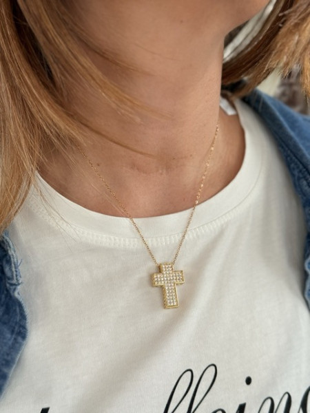 COLLANA CROCE ZIRCONI VALIOSO