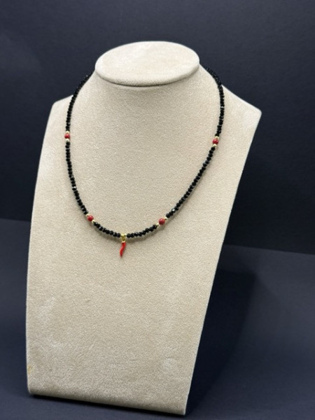 COLLANA CRISTALLI E CORNO LAPILLI