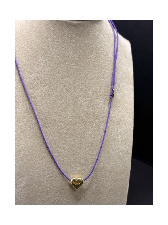 COLLANA CORDONCINO CUORE ARGENTO LAPILLI