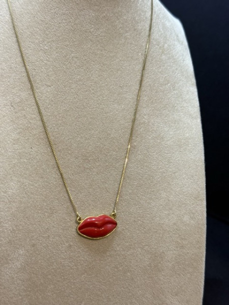 COLLANA BOCCA PASTA CORALLO ARGENTO AUCELLA
