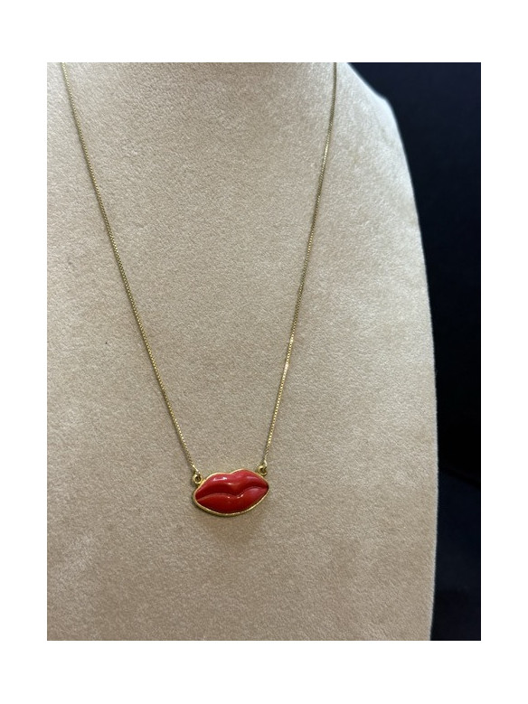 COLLANA BOCCA PASTA CORALLO ARGENTO AUCELLA