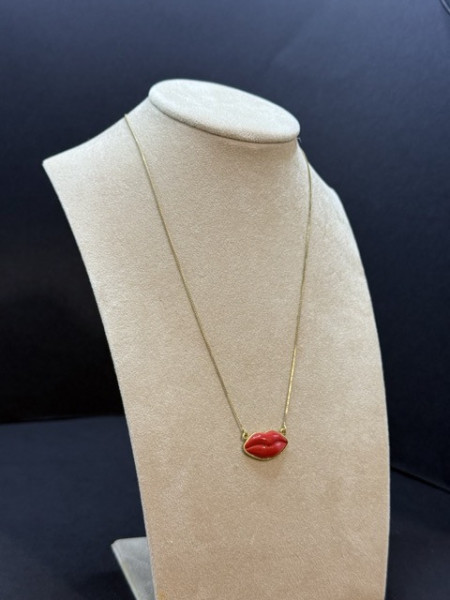 COLLANA BOCCA PASTA CORALLO ARGENTO AUCELLA