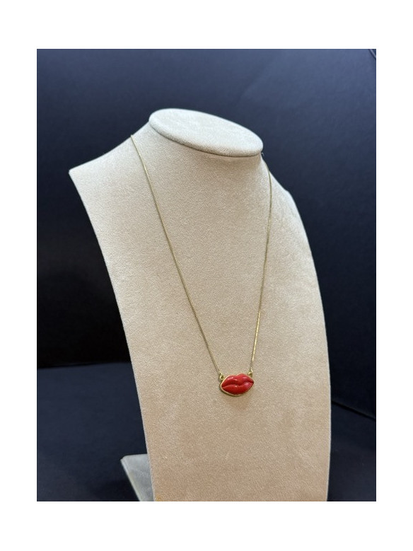COLLANA BOCCA PASTA CORALLO ARGENTO AUCELLA