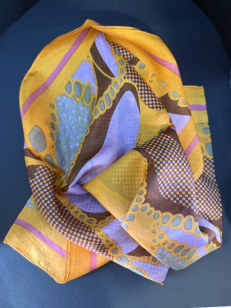 FOULARD SETA CATENA ARANCIONE INDACO