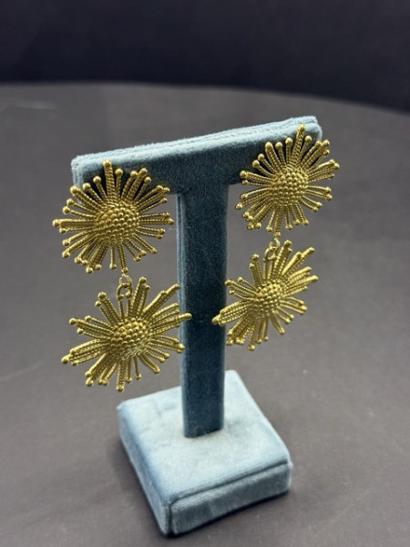 ORECCHINI ORO DOPPIO FIORE VALIOSO