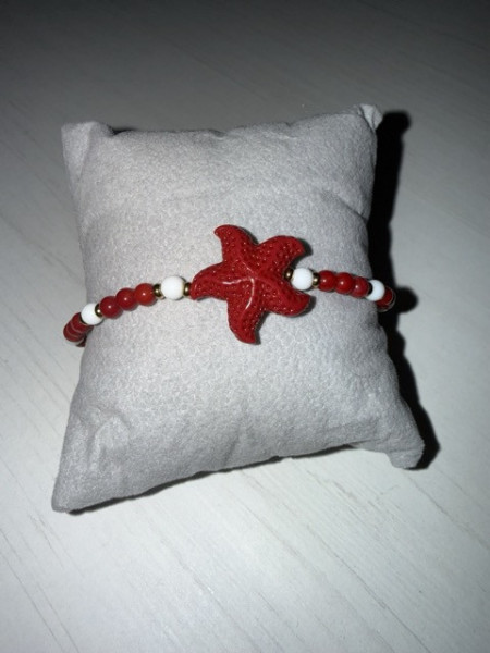 BRACCIALE STELLA MARINA ROSSA LAPILLI